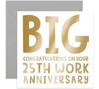 Tarjeta especial de 25 aniversario de trabajo para compañeros de trabajo, jefes, regalos de felicitación para ellos, hombres y mujeres, bien hecho para ti, orgulloso, interior en blanco con sobre