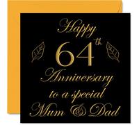 Tarjeta especial de 64 aniversario para papá, mamá, padres, mamá especial y papá, tarjetas de felicitación de 64 aniversario de boda de hijo, hija, familia, tarjetas de felicitación de 145 mm para
