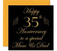 Tarjeta especial de aniversario de coral para papá, mamá, padres, madre especial y papá, tarjetas de felicitación de 35 aniversario de boda de hijo, hija, familia, tarjetas de felicitación de 145 mm