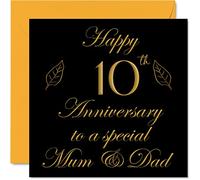 Tarjeta especial de aniversario de estaño para papá, mamá, padres, especial mamá y papá, tarjetas de felicitación de 10 aniversario de boda de hijo e hija, familia, tarjetas de felicitación de 145 mm