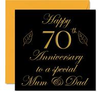 Tarjeta especial de aniversario de platino para papá, mamá, padres, especial para mamá y papá, tarjetas de feliz 70 aniversario de boda de hijo e hija, familia, tarjetas de felicitación de 145 mm x