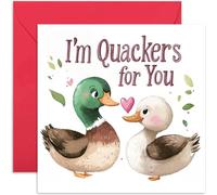 Tarjeta especial para el día de San Valentín para hombres y mujeres, aniversario de novio, novia, adorable diseño de patos enamorados "Quackers For You", con sobre