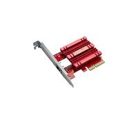 ASUS XG-C100C, Adaptador de Red PCIe 10GBase-T Compatible con Versiones anteriores con estándares de 5/2,5/1G y 100 Mbps, un Puerto RJ45 y QoS Integrado, Color Rojo/Plata, PCle 10 Gigabit