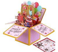 Tarjeta Felicitacion Cumpleaños Pop Up, Creativa Tarjeta de Felicitación 3D con Sobre Clásico y Nota de Escritura Pop Up Birthday Card para Mujeres Hombres(Tarjeta de Cumpleaños Número 60)