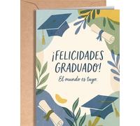 Tarjeta Felicitación Graduación - Tarjeta de Graduacion Primaria, Secundaria, Bachillerato, Carrera, Universidad, Master, Doctorado - Tarjeta Enhorabuena Oposiciones - Regalo para Graduación - EU 342