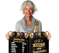 Tarjeta Felicitacion Jubilacion Grande 44x31cm Fabricada en España Con Escarapela y Sobre Incluidos, Regalos Originales Jubilacion, Tarjeta Despedida Jubilada, Dedicatorias, Recuerdo Jubilación Mujer