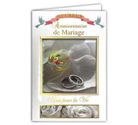 Tarjeta feliz cumpleaños de boda unidos para la vida de oro dorado Felicitaciones pareja anillos anillos de boda amor enamorado romántico flor boda orquídea blanca 55 años sobre 12 x 17,5 cm 63-1027-B