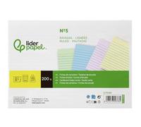 Tarjeta ficha liderpapel para estudiar rayada cartulina de colores 170 gr/m2 160x220mm paquete de 200 unidades