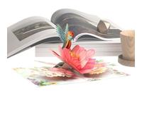 Tarjeta Floral 3D Con Sobre Blanco y Flor Colibrí