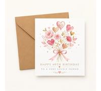 Tarjeta floral de 60 cumpleaños para amiga con sobre, elegante diseño floral, tarjeta de felicitación para amigas o mujeres, mensaje de cumpleaños para una celebración significativa