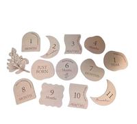 Tarjeta fotográfica de primer año para recién nacidos, tarjeta de registro de crecimiento del bebé, accesorios para fotos de ducha, 13 piezas de madera para bebé, tarjeta de hitos