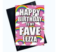 Tarjeta Gay Funny Tarjetas Lesbianas Feliz Cumpleaños a Mi Fave Lezza Regalo de Amigo PC1023
