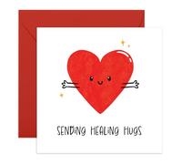 Tarjeta Get Well Soon para amigos o familiares, envío de abrazos curativos, muestra apoyo emocional para él, ella, mejor amiga, colegas, compañeros de trabajo, vecino, diseño de corazón, viene con