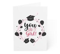 Tarjeta Girl You Did It, tarjeta de felicitación para ella, orgulloso de ti, recuerdo de logro académico, nuevos comienzos motivacionales para graduación universitaria de secundaria, tarjeta de