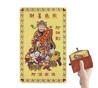Tarjeta God Of Wealth | Tarjeta de cobre portátil dorada auspiciosa tradicional, decoración de Año Nuevo chino, para de coche, mesa de comedor, tienda, ventana, hogar, escuela, oficina