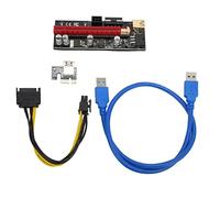 Tarjeta Gráfica de Minería PCIe Riser, PCIE 1X a 16X Tarjeta Vertical PCB Interfaz de 6 Pines Cable Blindado de Múltiples Capas para Win 10 para Win 8 para Win7(Línea Azul)