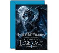 Tarjeta inspiradora de 16 cumpleaños, diseño de dragón épico