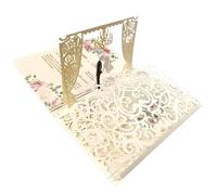 Tarjeta InvitacióN Pop Up 3D 1 tarjeta emergente 3D, de invitación boda con tres pliegues, color dorado y gris, corte láser, felicitación sobre(Color 7)