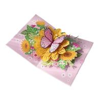 Tarjeta InvitacióN Pop Up 3D Tarjeta de felicitación emergente 3D con mariposas colores, perfecta for cumpleaños, agradecimiento a los profesores, aniversarios, bodas(Orange)