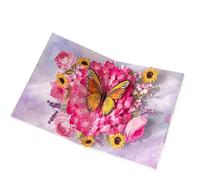 Tarjeta InvitacióN Pop Up 3D Tarjeta de felicitación emergente 3D con mariposas colores, perfecta for cumpleaños, agradecimiento a los profesores, aniversarios, bodas(Pink)