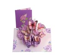Tarjeta InvitacióN Pop Up 3D Tarjeta emergente 3D hecha a mano, tarjeta de bendición mariposa for todos los cumpleaños, bodas y graduaciones(Purple butterfly)