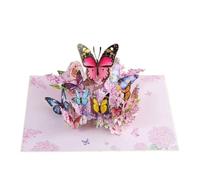 Tarjeta InvitacióN Pop Up 3D Tarjeta emergente 3D hecha a mano, tarjeta de bendición mariposa for todos los cumpleaños, bodas y graduaciones(Butterfly pink)