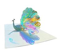 Tarjeta InvitacióN Pop Up 3D Tarjeta estereoscópica 3D de pavo real brillante, tarjeta bendición Universal cumpleaños creativa ensueño, 1 Uds