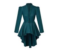 Tarjeta medieval de tarot de gatos para mujer, chaqueta medieval retro gótica, manga larga, frac, camisa para niños, body de superhéroe, disfraz de Halloween, cosplay (verde, S)