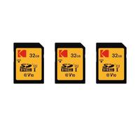 Tarjeta memoria Kodak 32GB SDHC pack 3x alta velocidad 90MB/s protección escritura