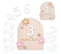 Tarjeta mensual para niños, flor de madera, discos mensuales para niños, letrero de anuncio para niños