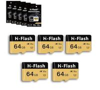 Tarjeta micro SD de 64 GB, paquete de 5 con adaptador de tarjeta SD, tarjeta micro SD de 64 GB, tarjeta de memoria micro de hasta 150 MB/s, C10 U3 V30 4K A1 UHS-I TF tarjeta mini SD de 64 GB para