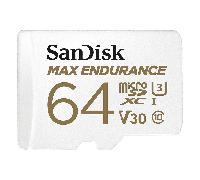 SanDisk MAX Endurance Video Monitoring for Dashcams & Home Monitoring 64 GB microSDXC Memory Card + SD Adaptor 30,000 Hours Endurance, White