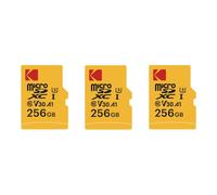 KODAK - Juego de 3 Tarjetas de Memoria Micro SD (256 GB, Clase 10, Alto Rendimiento, con Adaptador