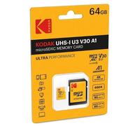 Tarjeta MicroSD Kodak Ultra Performance 64 GB UHS-I U3 V30 A1 con Adaptador