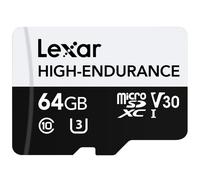 LEXAR 64GB HIGH-ENDURANCE MICROSDHC/MICROSDXC UHS-I CARDS,UP TO 100MB/S READ, 35MB/S WRITE, C10 A1 V30 U3 LMSHGED064G-BCNNG