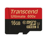 Tarjeta microSD Transcend Ultimate 16GB Class 10 UHS-I 90MB/s Negro Rojo