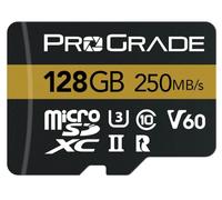 Tarjeta microSD V60 (128 GB), Probada para Dispositivos de Tarjetas SD de tamaño Completo, hasta 250 MB/s de Lectura, 130 MB/s de Escritura. ProGrade Digital