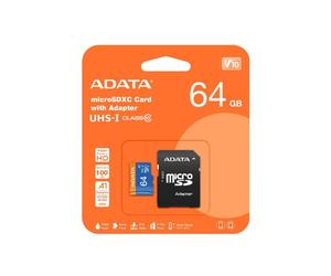 Tarjeta microSDHC ADATA 64GB Class 10 UHS-I 85MB/s con adaptador SD