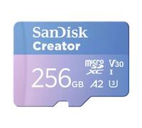Tarjeta MicroSDXC SanDisk Creator 256GB Clase 10 UHS-I 190MB/s Azul con adaptador miniSD
