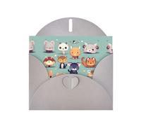 Tarjeta navideña de papel nacarado gris con estampado de animales pequeños con sobre. Adecuado para deseos de cumpleaños, bodas, felicitaciones y condolencias.