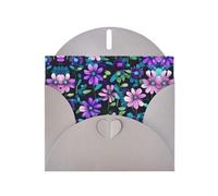 Tarjeta navideña de papel nacarado gris con estampado de camelia morada con sobre. Adecuado para deseos de cumpleaños, bodas, felicitaciones y condolencias.