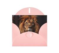 Tarjeta navideña de papel nacarado rosa con sobre de The Lion's Gaze. Adecuado para deseos de cumpleaños, bodas, felicitaciones y condolencias.