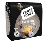 Tarjeta negra - Café en cápsulas flexibles Espresso N°8 - Certificado Rainforest Alliance - 10 paquetes de 36 cápsulas - Compatibles Senseo (360 cápsulas)