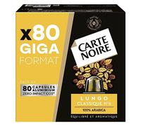Tarjeta negra - Cápsulas de café espresso Lungo N°6 compatibles con Nespresso - Café Arabica - Giga - Formato de 80 cápsulas de aluminio - Fabricado en Francia