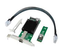 Tarjeta Netwrok M.2 NVMe 10G (llave M SFP+ PCIe X4, con controlador Intel 82599(X520-DA1), adaptador de red Ethernet RJ45 de 10 GB, cable SFF-8087, soporte PXE y UEFI