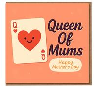 Tarjeta para el día de la madre de la reina de las mamás - Bonito diseño de reina de corazones con mensaje "Happy Mother's Day" para mamá