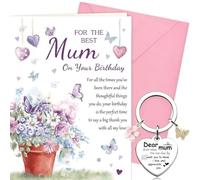 Tarjeta para el día de la madre para mamá de parte de hija, regalos con bonito corazón "I Love Appreciate You", llavero y sobre, diseño de mariposa floral rosa, tarjetas de cumpleaños para el día de