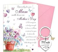 Tarjeta para el día de la madre para mamá de parte de hija, regalos con bonito corazón "I Love Appreciate You", llavero y sobre, diseño de mariposa floral rosa, tarjetas de cumpleaños para el día de