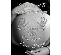 Tarjeta para el primer día del padre con texto en inglés "Love from the bump" PID280