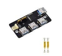 Tarjeta PCI Express PCI-E a USB 3.2 para Raspberry Pi Compute Module 4 IO Placa, 4X USB 3.2 Gen1 Puertos Tarjeta Adaptadora PCIe, Soporte Alimentado Desde el Encabezado PCIe 12V o 12V DC